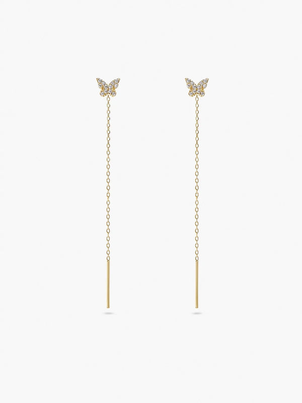 925 Silver Tassel Zircon Drop Earrings for Women
