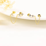 925 Silver Tassel Zircon Drop Earrings for Women