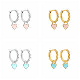 Silver Hoop Earrings Candy Neon Heart Charm Drop Earring Girls Party Jewelry