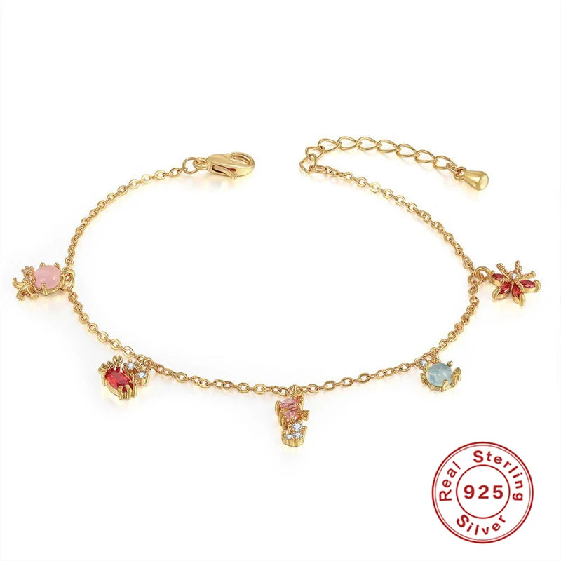 Silver Plating Bracelet Animal Starfish Octopus CZ Women Charm Jewelry