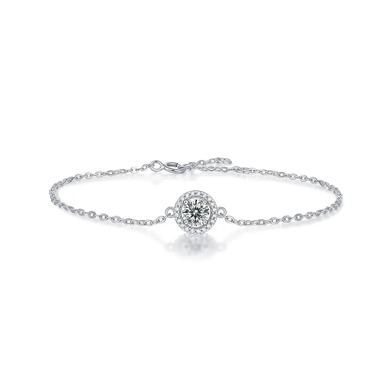 Sparkling 0.5Ct Moissanite Bracelet 925 Sterling Silver Chain Charms