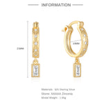 Zircon Drop Earrings 925 Sterling Silver Hoop For Women Fine Jewelry