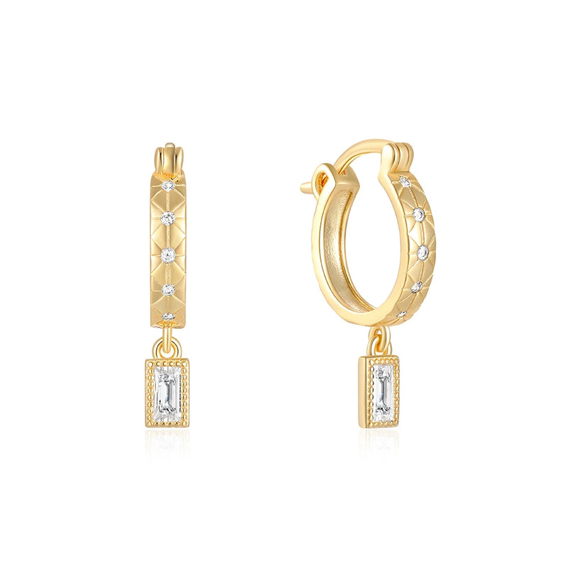 Zircon Drop Earrings 925 Sterling Silver Hoop For Women Fine Jewelry