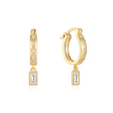 Zircon Drop Earrings 925 Sterling Silver Hoop For Women Fine Jewelry