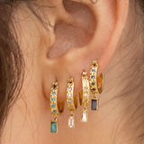 Zircon Drop Earrings 925 Sterling Silver Hoop For Women Fine Jewelry