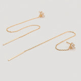 Zircon 925 Silver Stud Earrings Tassel Chain Ins 18K Fine Jewelry