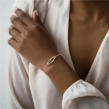 Zircon Scrollwork Bracelet Geometric Frame Charm Chain Wedding Party Jewelry