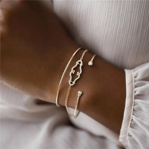 Zircon Scrollwork Bracelet Geometric Frame Charm Chain Wedding Party Jewelry
