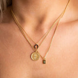 Vintage Sun Moon Charm Celestial Dainty Necklace Green Zircon Cone Pendant