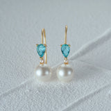 Sapphire Zircon Pearl 925 Silver Drop Earrings For Women