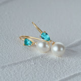 Sapphire Zircon Pearl 925 Silver Drop Earrings For Women