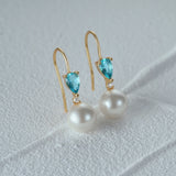 Sapphire Zircon Pearl 925 Silver Drop Earrings For Women