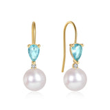 Sapphire Zircon Pearl 925 Silver Drop Earrings For Women