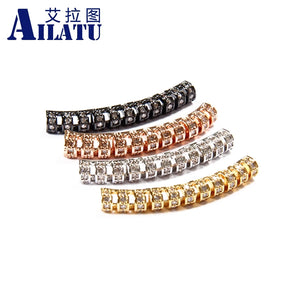 10-Piece Clear Cz & Copper Tube Charms for DIY Bracelet