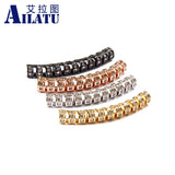 10-Piece Clear Cz & Copper Tube Charms for DIY Bracelet