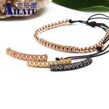10-Piece Clear Cz & Copper Tube Charms for DIY Bracelet