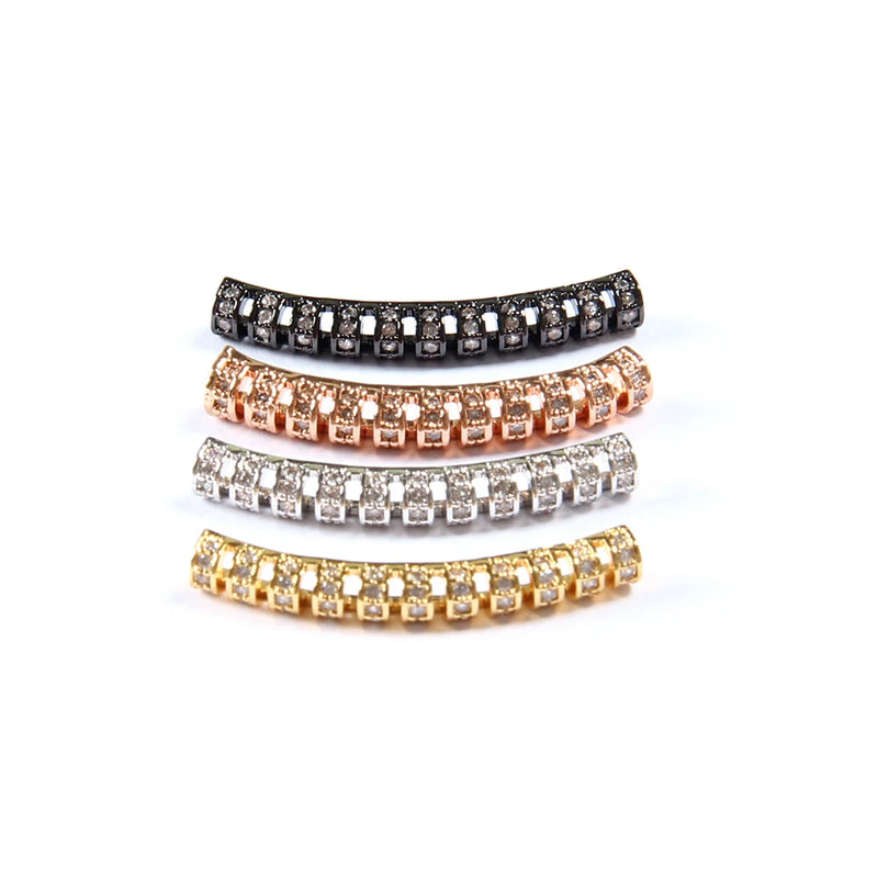 10-Piece Clear Cz & Copper Tube Charms for DIY Bracelet