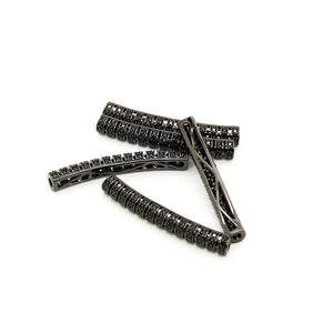Long Tube Brass Metal Charm CZ for DIY Bracelet Making