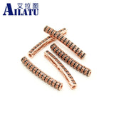 Long Tube Brass Metal Charm CZ for DIY Bracelet Making