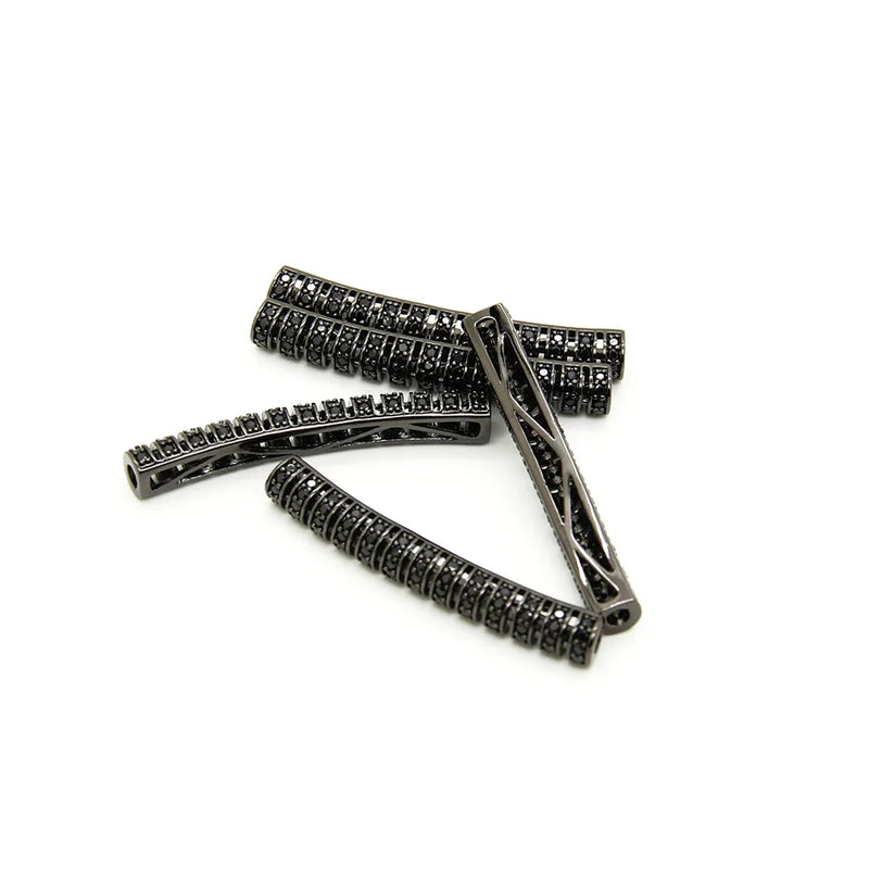 Long Tube Brass Metal Charm CZ for DIY Bracelet Making