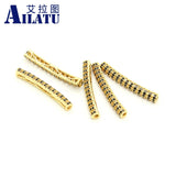 Long Tube Brass Metal Charm CZ for DIY Bracelet Making