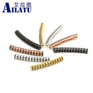 Long Tube Brass Metal Charm CZ for DIY Bracelet Making