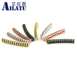 Long Tube Brass Metal Charm CZ for DIY Bracelet Making