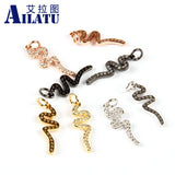 Micro Pave CZ Snake Charm for DIY Jewelry