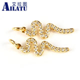 Micro Pave CZ Snake Charm for DIY Jewelry