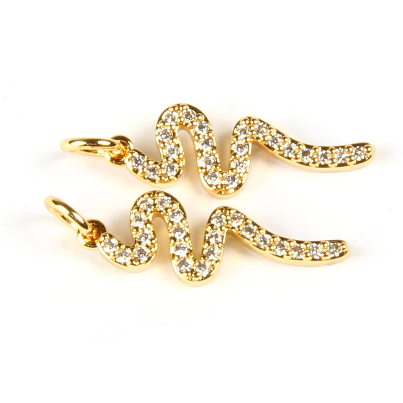 Micro Pave CZ Snake Charm for DIY Jewelry