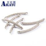 Crooked Tube Shape Charm with Micro Paved Clear Cz for DIY Bracelet