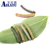 Crooked Tube Shape Charm with Micro Paved Clear Cz for DIY Bracelet