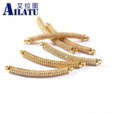 Crooked Tube Shape Charm with Micro Paved Clear Cz for DIY Bracelet