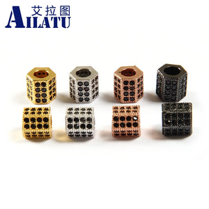 Hexagonal Prism Charm with Cubic Zirconia and Copper for Bracelet DIY