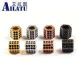 Hexagonal Prism Charm with Cubic Zirconia and Copper for Bracelet DIY