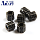 Hexagonal Prism Charm with Cubic Zirconia and Copper for Bracelet DIY