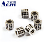 Hexagonal Prism Charm with Cubic Zirconia and Copper for Bracelet DIY