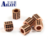 Hexagonal Prism Charm with Cubic Zirconia and Copper for Bracelet DIY