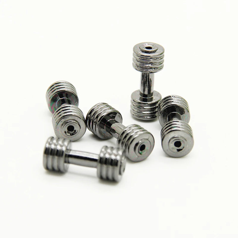 Man Power Symbol Alloy Metal Motivation Dumbbell Charm Beads