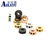 Micro Pave CZ Wheel Rondelle Brass Beads for DIY Jewelry