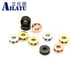 Micro Pave CZ Wheel Rondelle Brass Beads for DIY Jewelry
