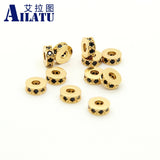 Micro Pave CZ Wheel Rondelle Brass Beads for DIY Jewelry