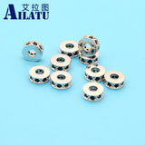 Micro Pave CZ Wheel Rondelle Brass Beads for DIY Jewelry