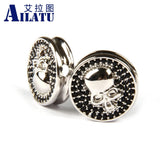 Micro Pave Cz Skull Coin Charm for DIY Bracelet or Necklace