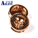 Micro Pave Cz Skull Coin Charm for DIY Bracelet or Necklace