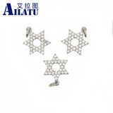 CZ Star Of David Heart Charm for Bracelet & Necklace