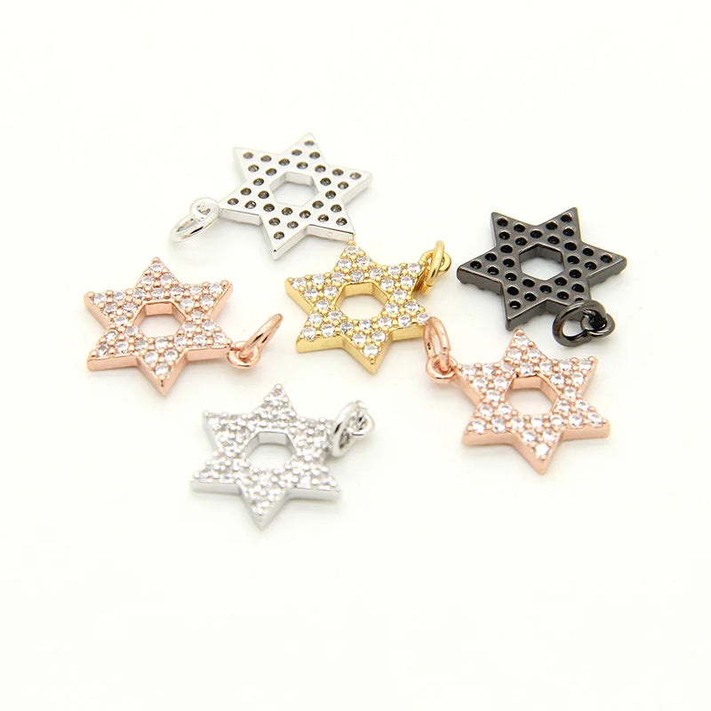 CZ Star Of David Heart Charm for Bracelet & Necklace