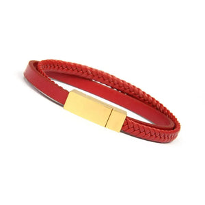 Leather Bracelet Stainless Steel Clasps Charm Bangle