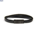 Leather Bracelet Stainless Steel Clasps Charm Bangle
