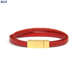 Leather Bracelet Stainless Steel Clasps Charm Bangle